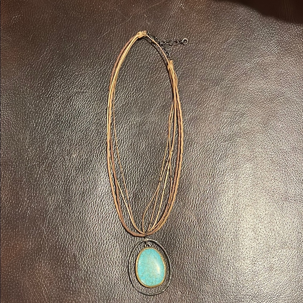 Silpada Blue and Brown Multi-Strand Necklace with Oval Pendant